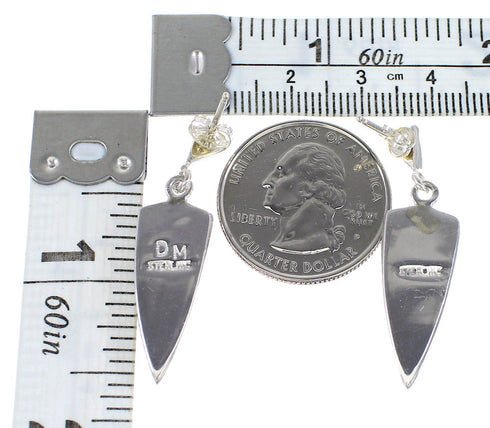 Southwestern Turquoise Silver Post Dangle Earrings AX95603